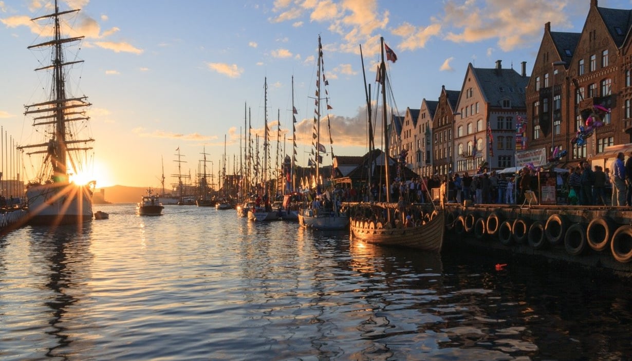 Sunset over beautiful Bergen