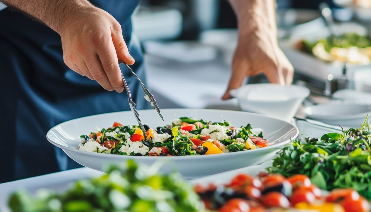 Person preparing salad.
