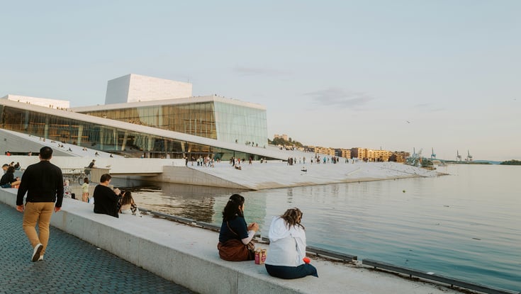Waterfront promenade near Oslo Opera House
