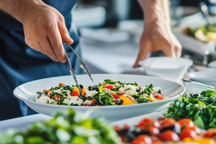 Person preparing salad.