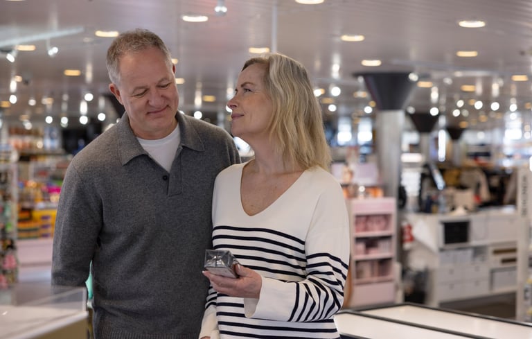Couple in the taxfree shop