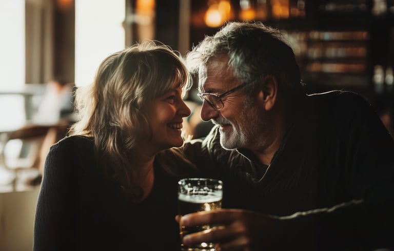 Two people at Anker bar.