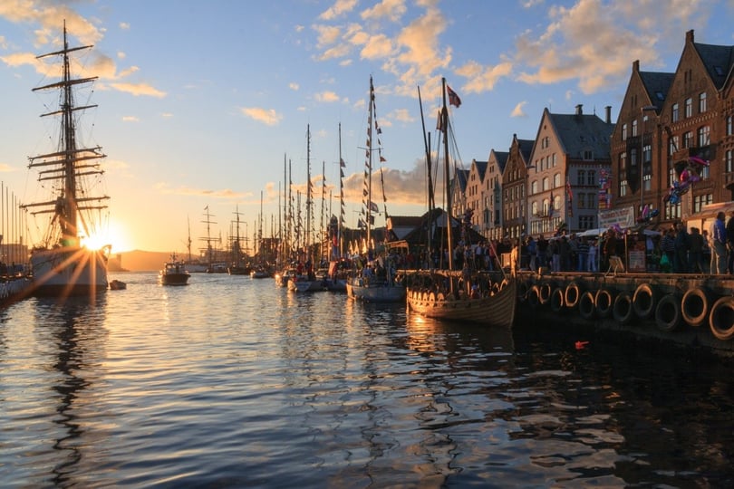 Sunset over beautiful Bergen